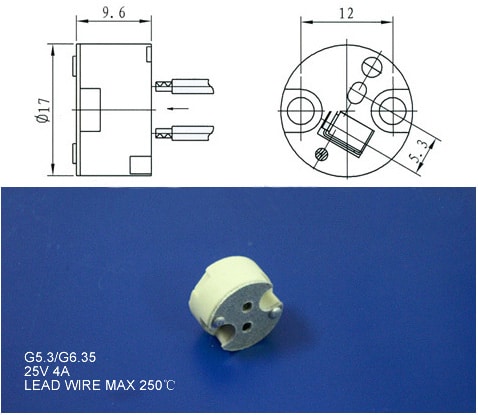 mr16 bi pin socket size diagram